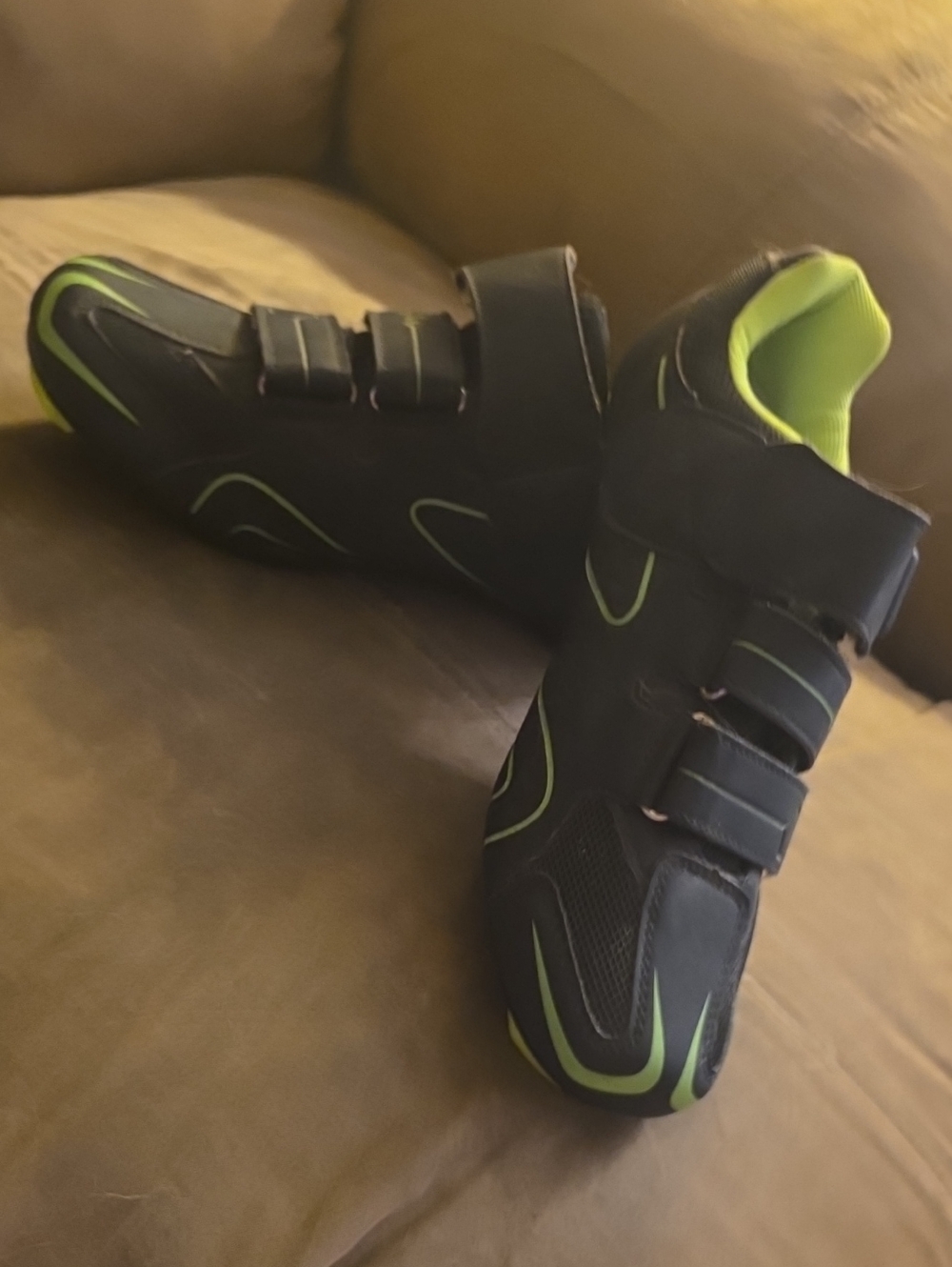 Peloton Compatible Women's Black with Neon Green Trim Cycling Shoes